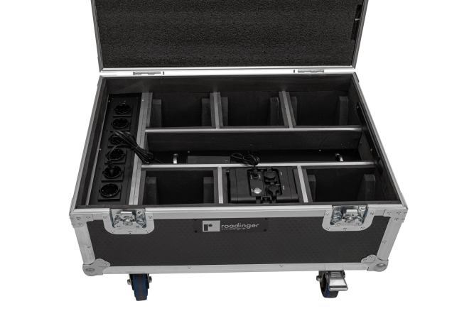 ROADINGER Flightcase 6x AKKU IP TL-3 QCL Trusslight CRMX mit Ladefunktion und Rollen