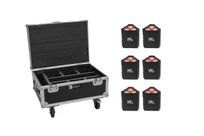 EUROLITE Set 6x AKKU IP TL-3 QCL + Case mit Rollen und Ladefunktion