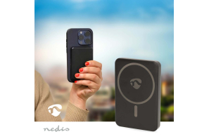 NEDIS 2-in-1 Powerbank inkl. wireless Handyladegerät bis 15 Watt in schwarz