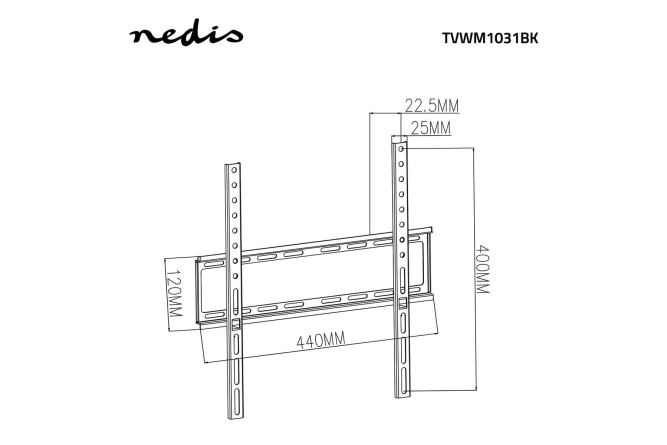 NEDIS feste TV-Wandhalterung 23"-55" Stahl schwarz bis 35KG