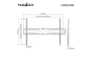 NEDIS feste TV-Wandhalterung 60"-100" Stahl schwarz bis 75KG