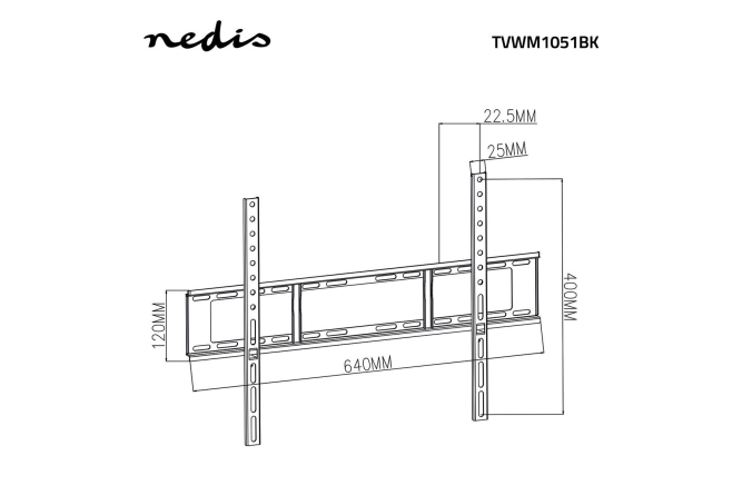 NEDIS feste TV-Wandhalterung 37"-70" Stahl schwarz bis 35KG