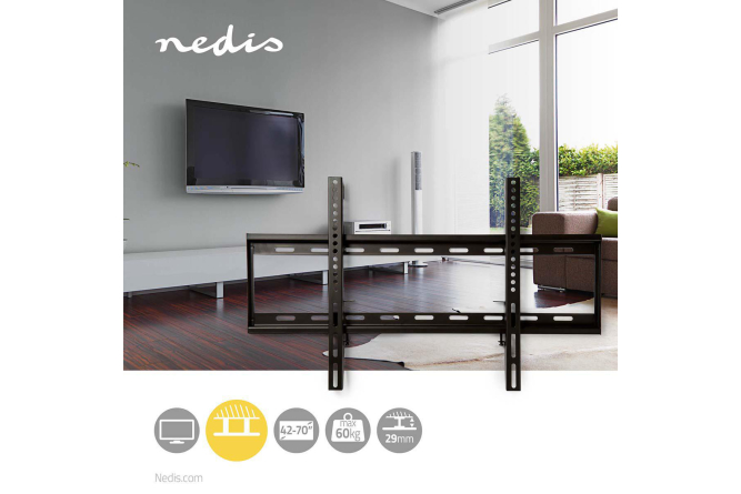 NEDIS feste TV-Wandhalterung 42"-70" Stahl schwarz bis 60KG