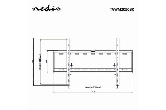 NEDIS feste TV-Wandhalterung 42"-70" Stahl schwarz bis 60KG