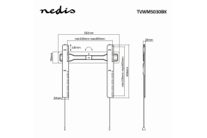 NEDIS feste schlanke 18mm TV-Wandhalterung 23"-55" Stahl schwarz bis 35KG