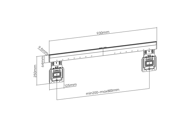 NEDIS feste ultraflache TV-Wandhalterung 43"-100" Stahl schwarz bis 75KG