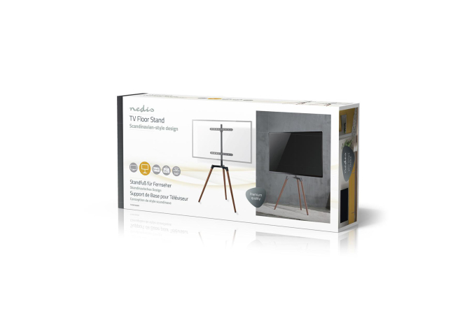 NEDIS 3.Bein Staffelei Design TV-Ständer 50"-65" Aluminium/Stahl schwarz bis 35KG