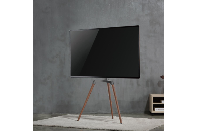 NEDIS 3.Bein Staffelei Design TV-Ständer 50"-65" Aluminium/Stahl schwarz bis 35KG