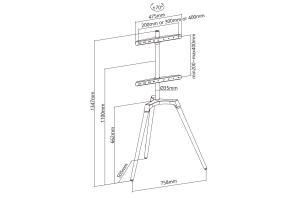 NEDIS 3.Bein Staffelei Design TV-Ständer 50"-65" Aluminium/Stahl weiß bis 35KG