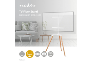 NEDIS 3.Bein Staffelei Design TV-Ständer 50"-65" Aluminium/Stahl weiß bis 35KG