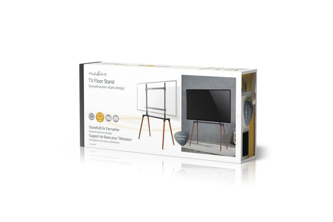 NEDIS 4.Bein Staffelei Design TV-Ständer 60"-75" Aluminium/Stahl schwarz bis 40KG