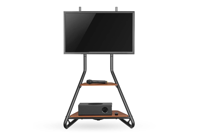 NEDIS TV-Eck-Bodenständer 35"-75" MDF / Stahl schwarz bis 40KG im Bauhaus-Design