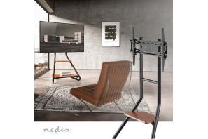 NEDIS TV-Eck-Bodenständer 35"-75" MDF / Stahl schwarz bis 40KG im Bauhaus-Design