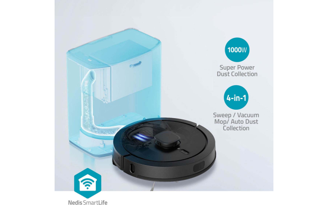 NEDIS SmartLife 3-in-1 Reinigungsroboter WIFIVCL002CBK Kehren, Saugen, Wischen mit LiDAR