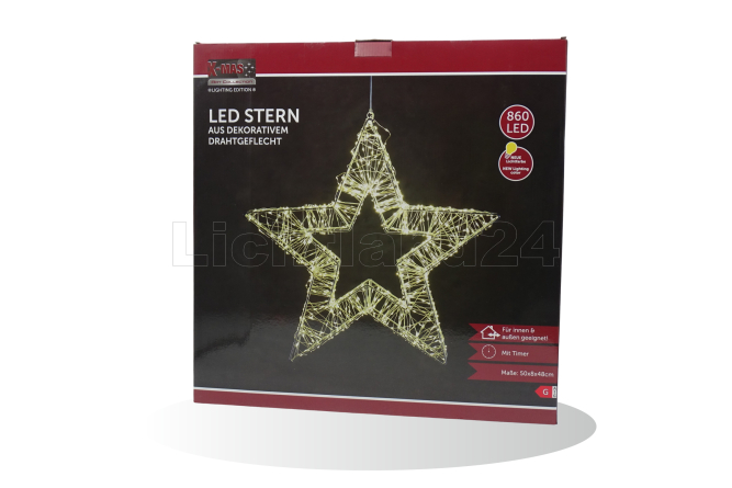 Großer 3D Metallstern mit 860 LED Timer 8/16 Std....