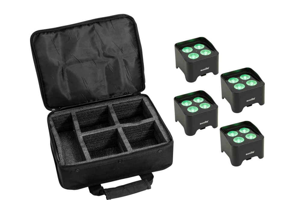 EUROLITE Set 4x AKKU Mini UP-4 QCL Spot MK2 + Soft-bag