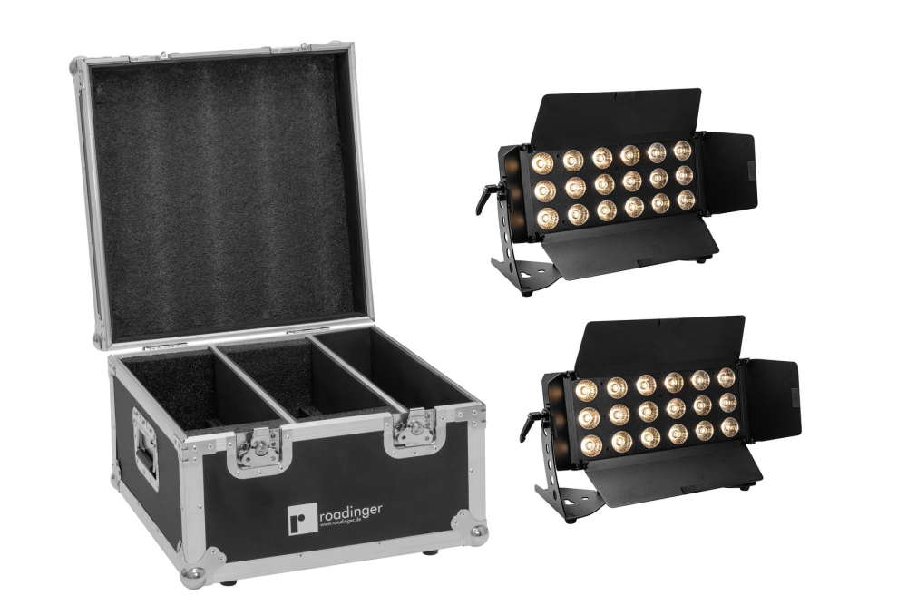 EUROLITE Set 2x LED CLS-18 QCL RGB/WW 18x7W + Flightcase