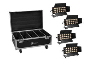 EUROLITE Set 4x LED CLS-18 QCL RGB/WW 18x7W + Flightcase mit Rollen