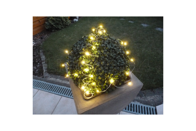 100er LED Draht Lichterkette warmweiß, Timer 6/18...