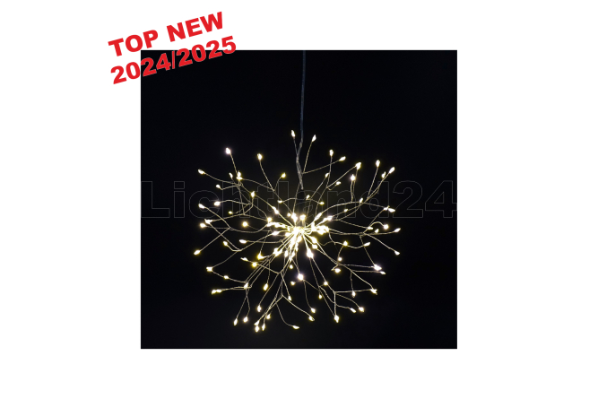 LED Firework 3D mit 150 Leuchtpunkten in warmweiß (IP44) mit Timer 6/18 Std.