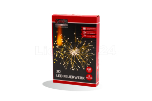 LED Firework 3D mit 150 Leuchtpunkten in warmweiß (IP44) mit Timer 6/18 Std.