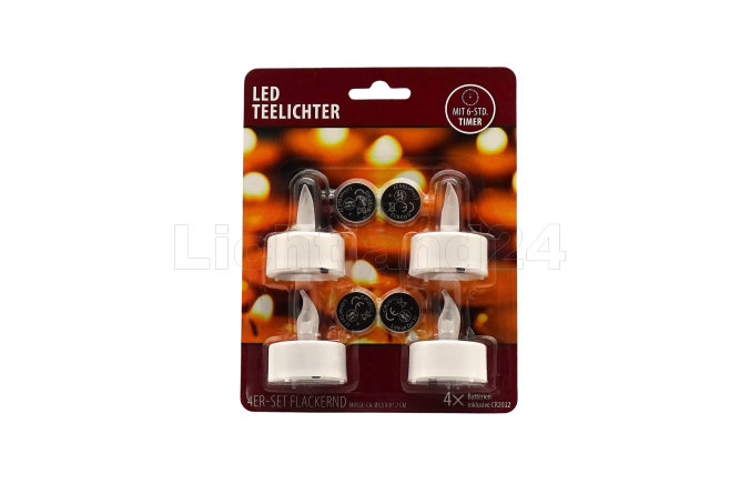 4er Pack LED Teelichter mit Timer (6h on /18h off) inkl....