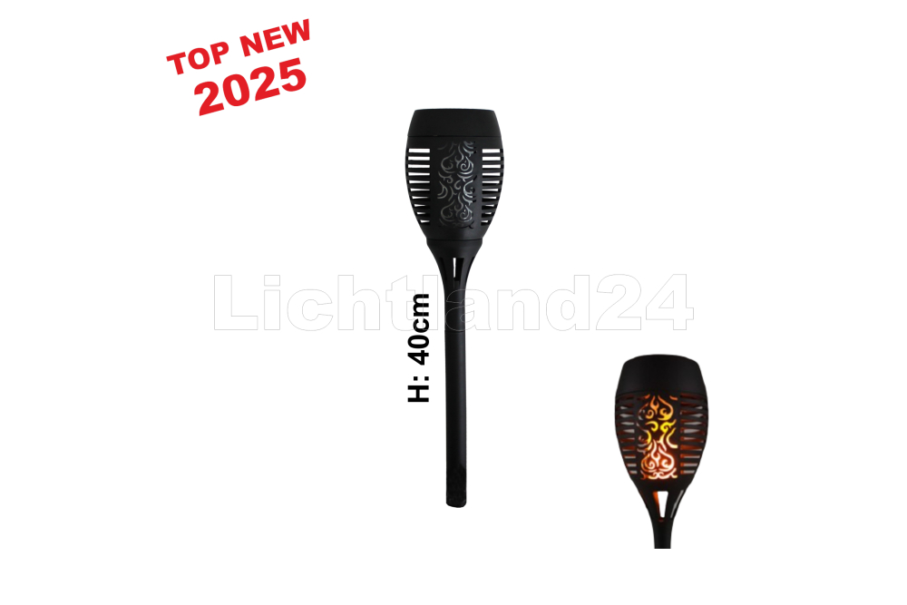 LED Solar Gartenfackel ORIENTAL Flammeneffekt, H. 40cm m. Erdspieß