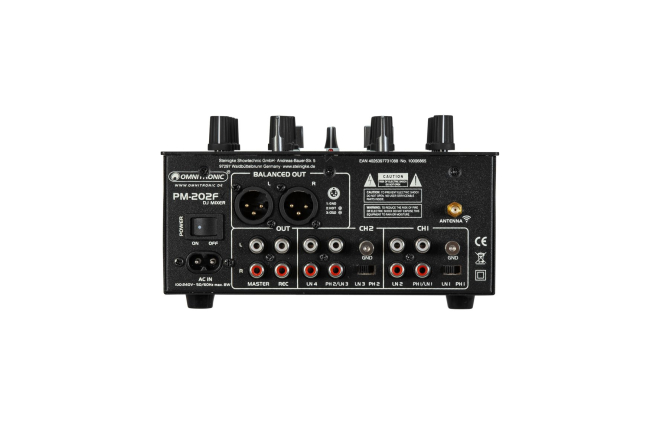 OMNITRONIC PM-202F 2-Kanal-DJ-Mixer mit Filter und Bluetooth