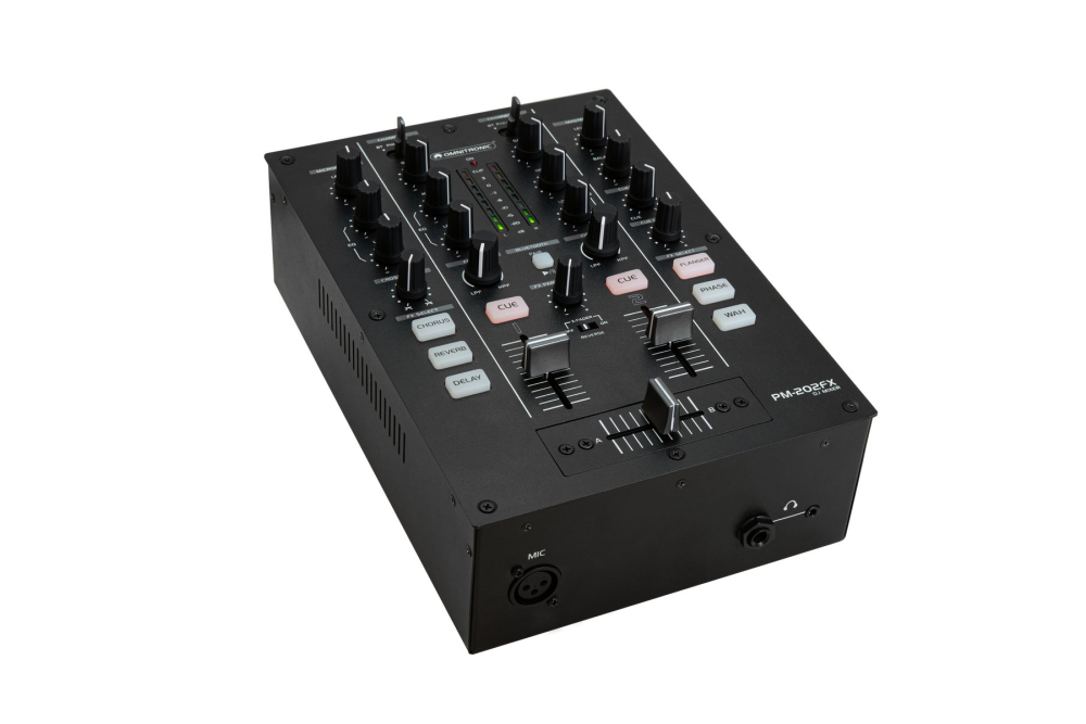 OMNITRONIC PM-202FX 2-Kanal-DJ-Mixer mit Filter, FX und Bluetooth