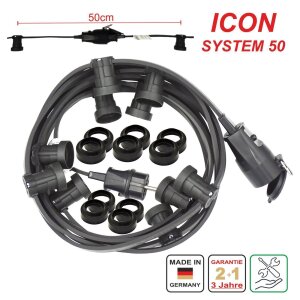 E27 ICON Endlos Illu Lichterkette schwarz 100m / 200 Fassungen (S.50)